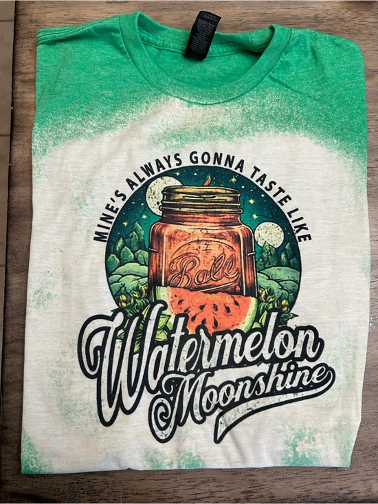 Gildan Tops - Gildan Green and White Watermelon Moonshine T‑Shirt